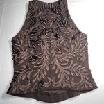 Carmen Marc Valvo  Sleeveless‎ Zip Back Embroidered Brown Tank Top 2 Photo 4