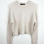 360 Cashmere NWT  Waffle Knit Cashmere Sweater S Cream Photo 1