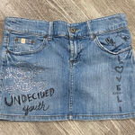 Z. Cavaricci y2k denim mini skirt sequin graphic graffiti small Blue Photo 0