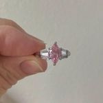 Pink Marquise Baguette Diamond Silver Ring Vintage “Michal” Promise Femme Jewelry Photo 13