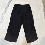 Loft XS navy wide leg cropped linen pleated button front pant P 2785 Photo 11