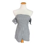 Urban Outfitters NWT Womens  Kimchi Blue Gingham Off Shoulder Romper - Sz 2 Photo 1