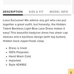 Lulus Hidden Talent Backless Light Blue Lace Dress NWT size XS mini dress Photo 15