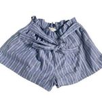 Love Tree Women's Chino Shorts Size M Blue & White Striped Paperbag Waist Belted Photo 0