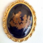 Limoges France Cobalt Blue Porcelain Courting Couple Pendant Necklace Photo 2