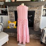 Pink Tie Neck Maxi Dress for Casual Resort Wear Size M Photo 8