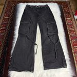 ZARA Black Wide Leg Cargo Jeans Photo 1