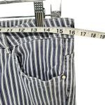 ZARA Basic Z1975 Denim Jeans Women 12 Blue White Railroad Stripe Raw Hem Stretch Photo 5