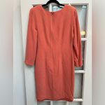 Brooks Brothers Vintage  100% Silk Peach Coral Long Sleeve Midi Dress Size 10 M Photo 3