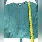 Lucky Brand Cotton Knit Sweater Lace Up Back Turquoise Womens Size Small Photo 9