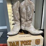 DAN POST Tan Cream Leather Cowboy Boots Women's Size 5.5 C Style 4238 Gray Eel Photo 0