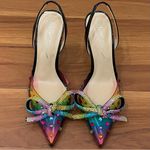 Betsey Johnson  "Deede" Embellished Rainbow Slingback Dress Pumps Size 6M Photo 4