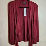 Urban Coco  Wine Red Light Weight Long Sleeve Irregular Hem Cardigan Photo 1