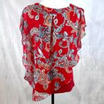 Apt. 9  red flowy split shoulder double layer top size small Photo 5