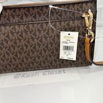 Michael Kors Brown Acorn Valerie Medium Logo Crossbody Clutch Purse Photo 5