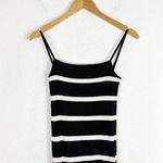 ZARA  Navy Striped Square-Neck Maxi Dress Medium Ribbed Knit Stretch Minimalist Photo 3