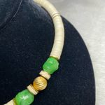 Gay Boyer Vintage Green Lucite Paper Beaded Necklace EUC Photo 3
