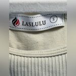 LASLULU Ribbed Halter Crop Tank Top Cream Beige Seamless Workout Athleisure S Photo 5