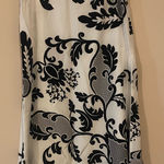 Peter Nygard  100% Silk White Lined‎ Midi Skirt w/Black Damask Pattern Size 8 Photo 0