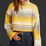 Anthropologie Pilcro  cropped mockneck yellow gray sweater Xxs Photo 0