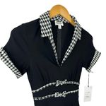 Unique Vintage NEW  1950s Dovima Swing Dress Black & Houndstooth XS Rockabilly Photo 2