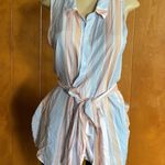 Free People Sleeveless Button Down Shirt Mackenzie Wrap Striped Multicol… Photo 1