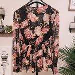 ASTR Nadia Long Sleeve Top Black Pink Multi Floral Size Small NWT Photo 4
