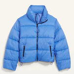 Old Navy  blue cropped puffer jacket size small Photo 0
