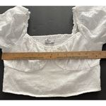 Hollister Eyelet Crop Top M White Cotton Smocked Milkmaid Bustier Festival Beach Photo 7
