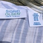 Sigrid Olsen  long white and blue striped linen maxi dress w/pockets M Photo 4