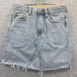 Everlane Women's Blue Denim Skirt Light Wash Size 24 Reconstructed Distressed Photo 0