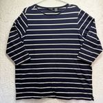 NorthCrest Navy Blue and White Striped Casual Top Nautical Cotton Blend Knit 2X Photo 0