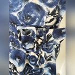 H&M Navy Sleeveless Satin Flower Swirl Pattern With Wide Belt Size 12 Photo 4
