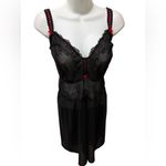 Cacique Sexy Sheer Babydoll Nightie Sz 22/24 Plus Lace Dotted Skirt Black Red Photo 2