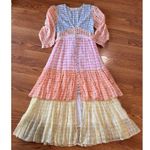 Love Shack Fancy Ollie Tiered Floral Checkered Cotton boho Midi Dress size 2 Photo 7