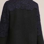 Anthropologie FIELD FLOWER Black Wool Navy Laced Bell Sleeve Sweater Jacket M Photo 1