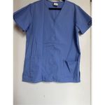 Cherokee Workwear Blue Snap Button Up Scrub Top Woman’s Size XS Photo 1