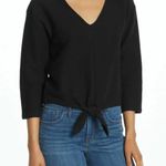 Madewell  Texture & Thread Long Sleeve Tie-front Black Top Photo 0