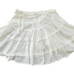 Free People  Ivory Tiered Ruffle Mini Skirt Cotton Boho Festival – Size Small Photo 0