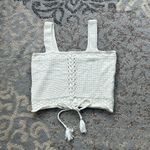 Shyanne  Tie Front Knit Sweater Tank White Large Photo 3