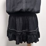 Ramy Brook Black Satin Silver Studded Sleeveless V Neck Devon Blouson Mini Dress Photo 3
