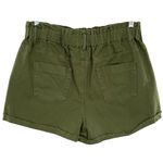 A loves A Olive Green High Waisted Paperbag Elastic Waist Denim Shorts Photo 3
