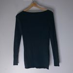 Peruvian Connection  Ribbed Long Sleeve Cotton Top Size Medium Teal Boat Neck Photo 1