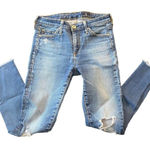 AG Adriano Goldschmied  middi ankle mid-rise distressed jeans frayed size 24R Photo 0