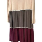 Andree by Unit  size medium dress long sleeve color block creme green maroon Photo 7