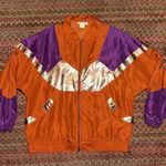 VINTAGE EURO JOY PARIS 100% SILK ZIP UP JACKET Orange Photo 0