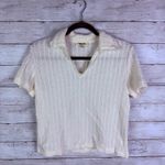 Madewell  Crochet-Knit V-Neck Sweater Tee Vintage Ivory Size Small Photo 5