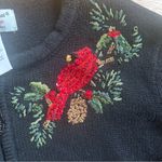 Tiara International VTG Christmas Collection Beaded Cardinals Zip Up Cardigan: L Photo 2
