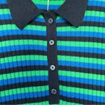 Boden Mini Collared Ribbed Knit Dress in Navy and Bright Green Size 14R New Blue Photo 4