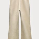 ZARA NWT faux suede mini kick flare high waisted ankle stretchy cream pants Photo 1